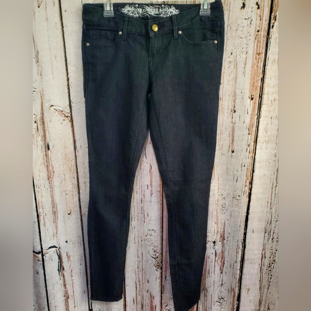 Express Women's Size 2 Zelda Jean Legging Slim-Fit Denim Dark Blue Pants EUC